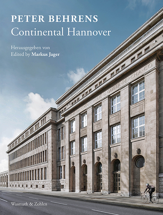 Cover der Publikation PETER BEHRENS. CONTINENTAL HANNOVER. Darauf das Hauptgebäude der Firma Continental